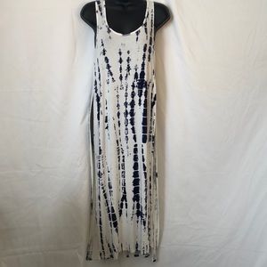 Tie Dye Long Slit Blue and White Shirt